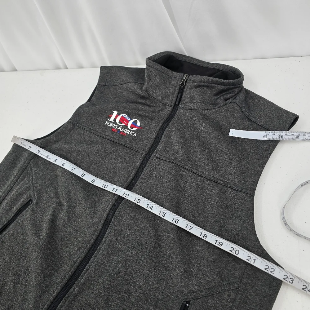 The North Face Windwall Fleece Vest Men's L Heather Gray Ports America Logo Poly